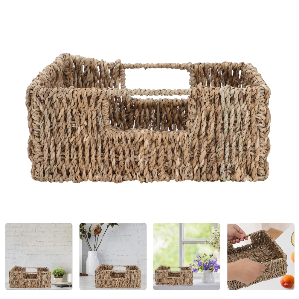 1Pc Japanese-style Basket Flower Basket Handle Picnic Basket Woven Basket