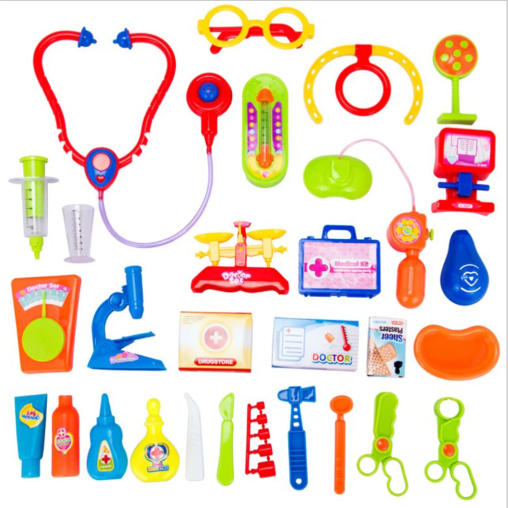 Doctor Tool Kits Pretend Play Toy Role Play Sets with Medical Toys for Kids Toddlers Boys Girls Included 30pcs Tools（Random Color）