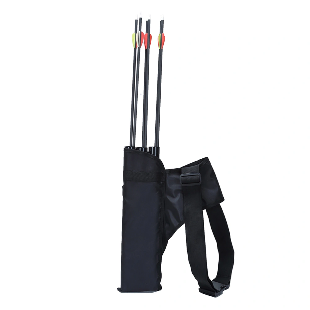 Short Type Arrow Quiver Cylinder Bow Arrow Single Waist Bag 3 Pipes Large Capacity Holder Carry Pouch for Outdoor Hunting Archery - No Arrows (Black)