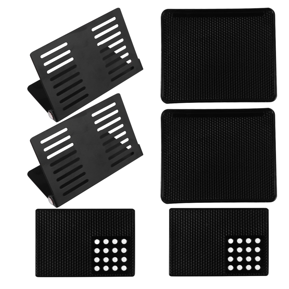 2 Sets of Car GPS Shelf Vehicle-Mounted Antiskid Silica Gel 90 Degree Foldable Multifunctional Cell Phone Stand (2pcs Brackets, 4 Anti-skid Mats)