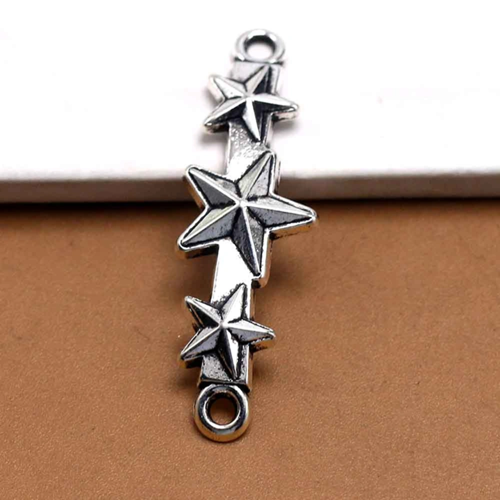 50pcs Alloy Stars Connector Pendants DIY Charms Jewelry Making Accessory for Necklace Earrings (Antique Silver)