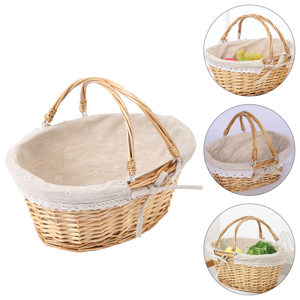 Willow Woven Storage Basket Flower Girls Basket Handheld Wedding Basket