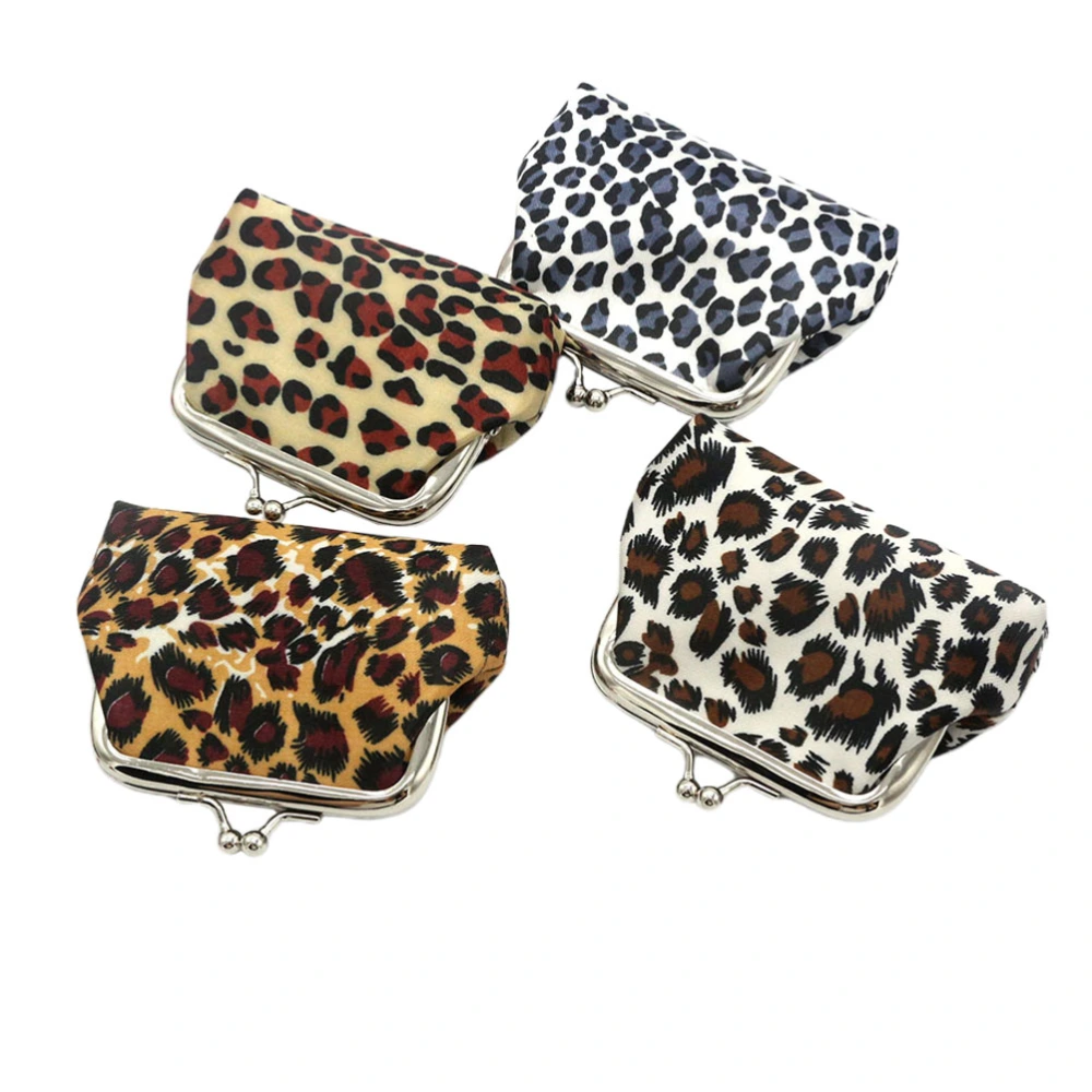 4PCS Leopard Printing Purse Lovely Coin Pouch Portable Small Wallet Fashion Change Bag for Women Ladies Girls