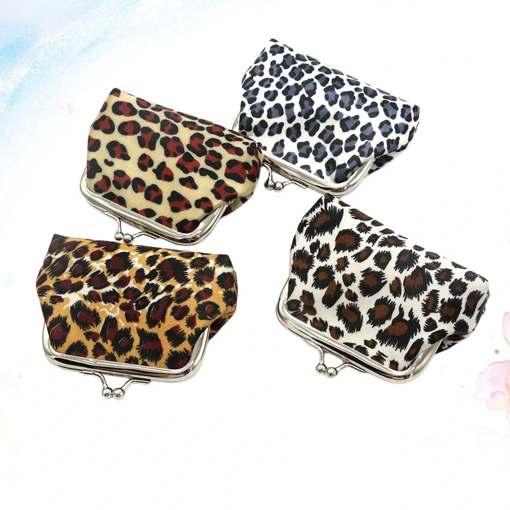 4PCS Leopard Printing Purse Lovely Coin Pouch Portable Small Wallet Fashion Change Bag for Women Ladies Girls