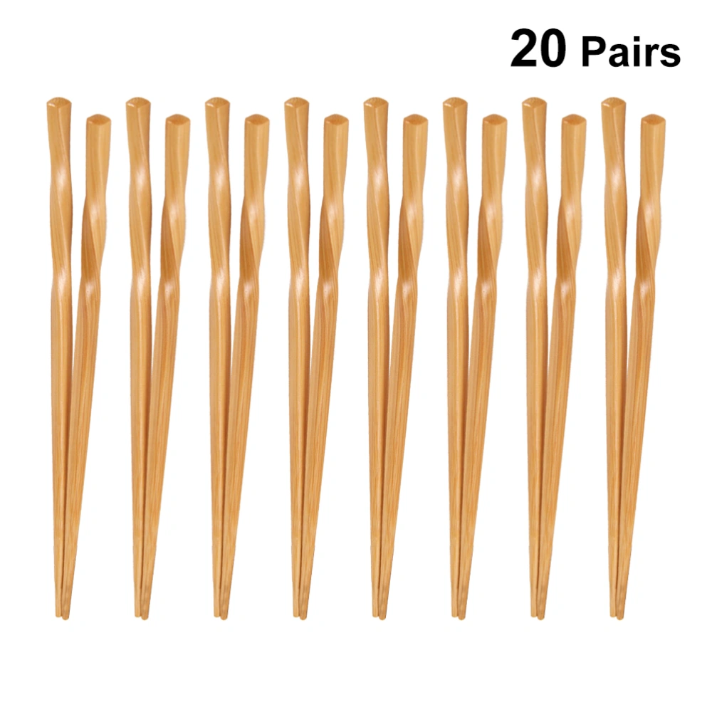 20 Pairs Eco-friendly Bamboo Chopsticks Design Carbonization Long Chopsticks Smooth Surface Non-Slip Chopsticks Home Kitchen Tableware