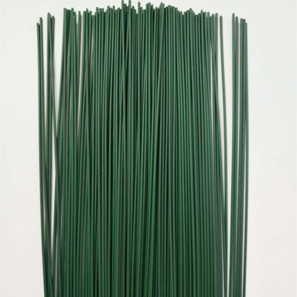 100pcs 40cm Wire Artificial Silk Flowers Stem DIY Handmade Decorative Flower Branches Florist Crafts Artificial Flower Stem(Green)