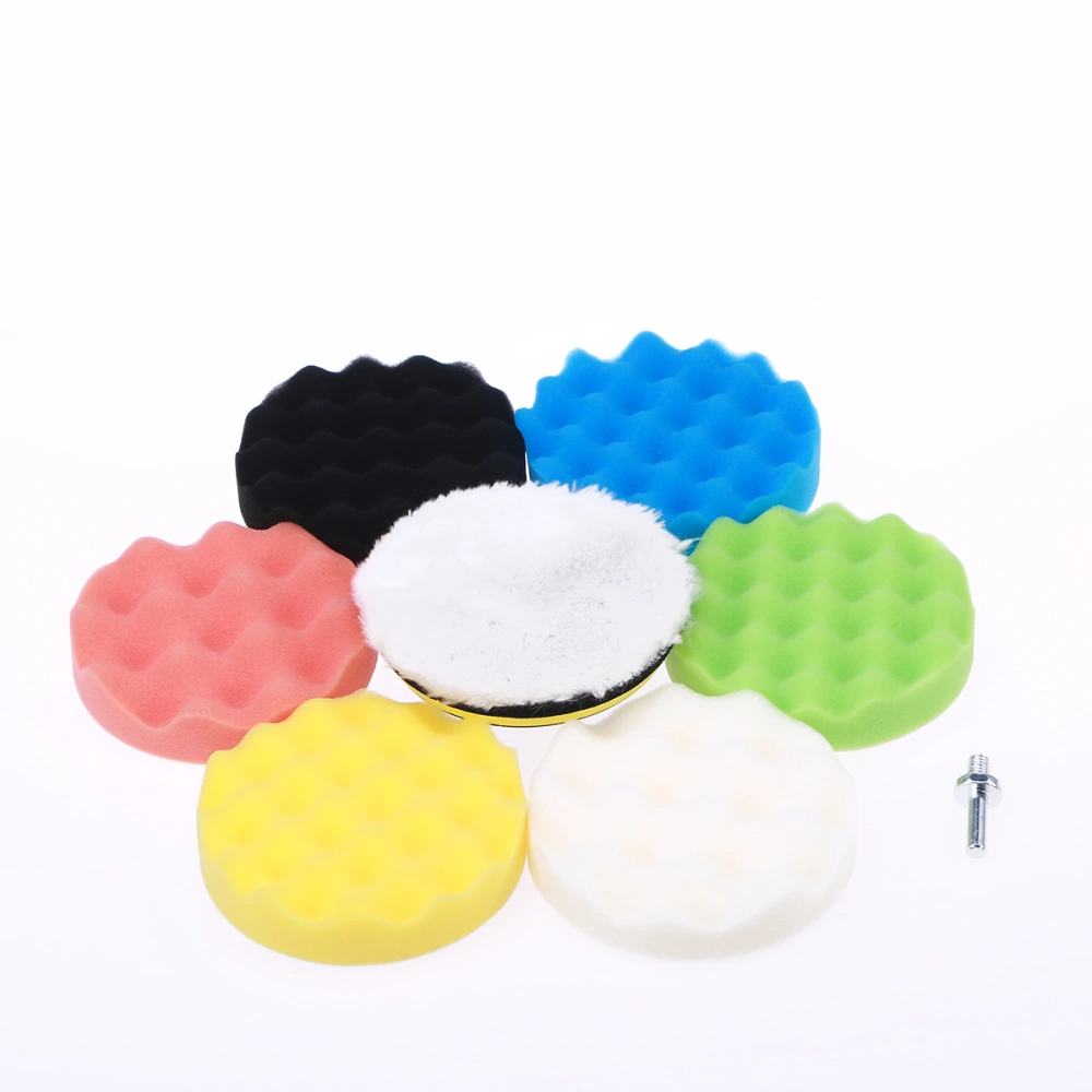 8 PCS 5 inch Buffing Sponge Polishing Pad Self-Adhesive Disc Wool Disc Polishing Wax Sanding Pad Kit for Car