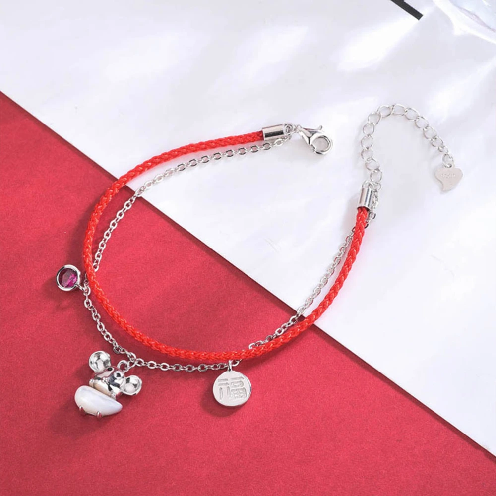 Women Rope Woven Bracelet Fashion Hand Chain Jewelry Creative Bracelet Double Layer Hand Decor (Silver)