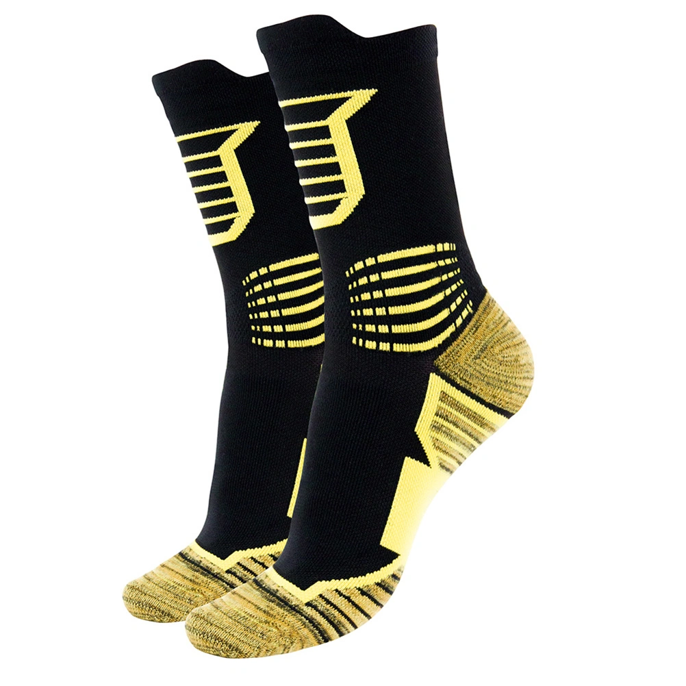 1 Pair of Breathable Socks Sweat Absorption Socks Sports Fitness Socks Terry-Loop Hosiery Size S/M Yellow (Adults 38-41 Yards)