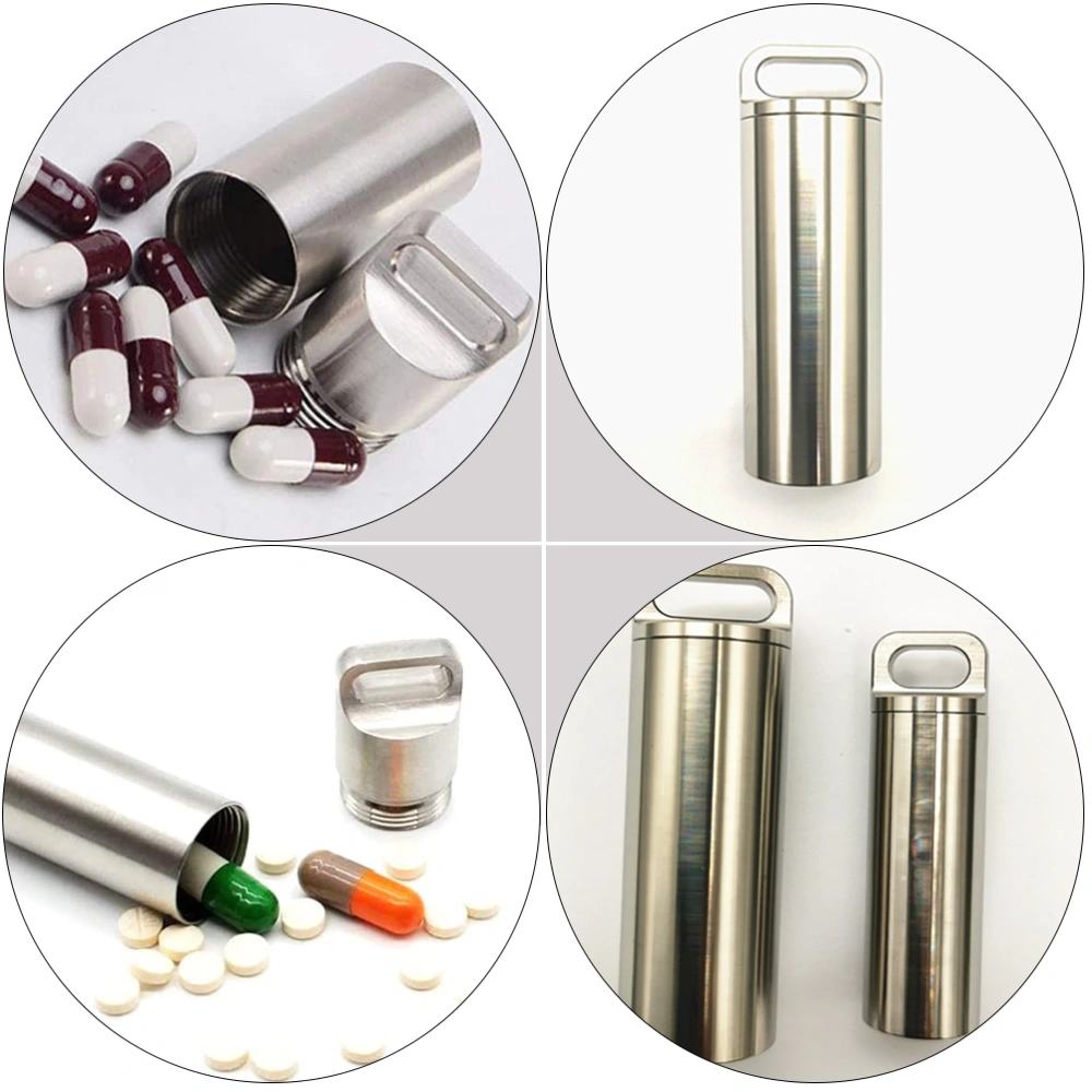 1pc Portable Mini Titanium Alloy Pill Case Pill Container Portable Pill Box