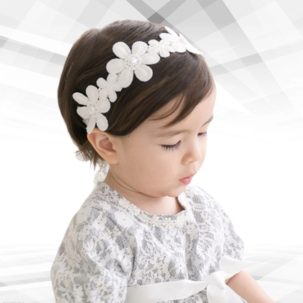 2pcs Baby Girl Hair Adorable Baby Photo Headdress Creative Infant Cloth Flower Headband (White Plum Blossom)