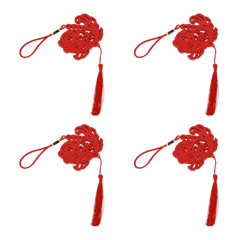 4pcs Spring Festival Wooden Pendant Traditional Chinese Style Festival Pendant