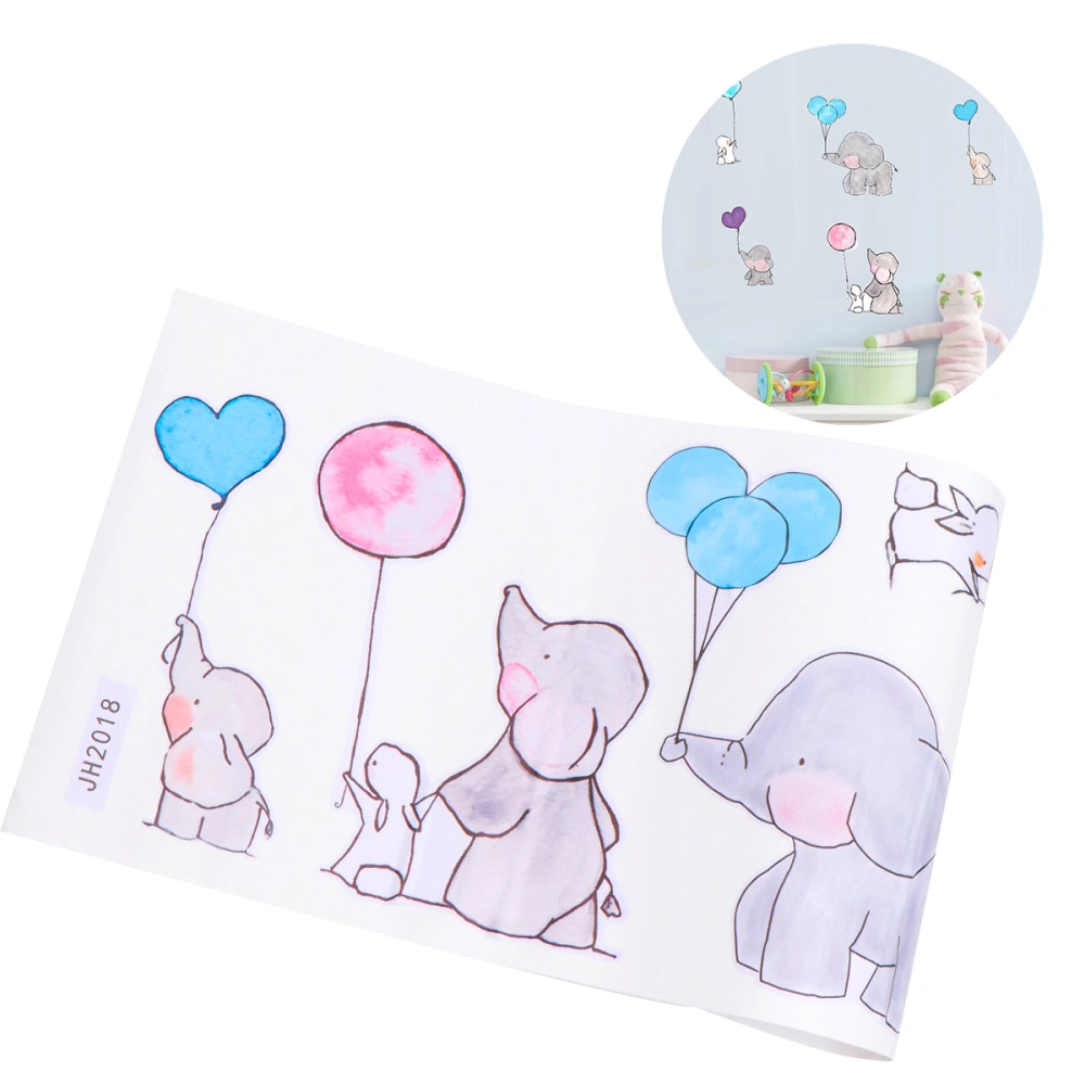 Cartoon Wall Sticker Creative Wall Paper Adorable Elephant Wall Paste Adhesive Wall Decal for Home (JH2018 58x27cm)