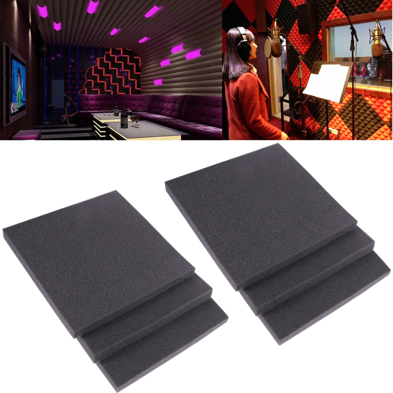 6 PCS Soundproof Fireproof Sound Insulation Wedge Studio Wall Tile