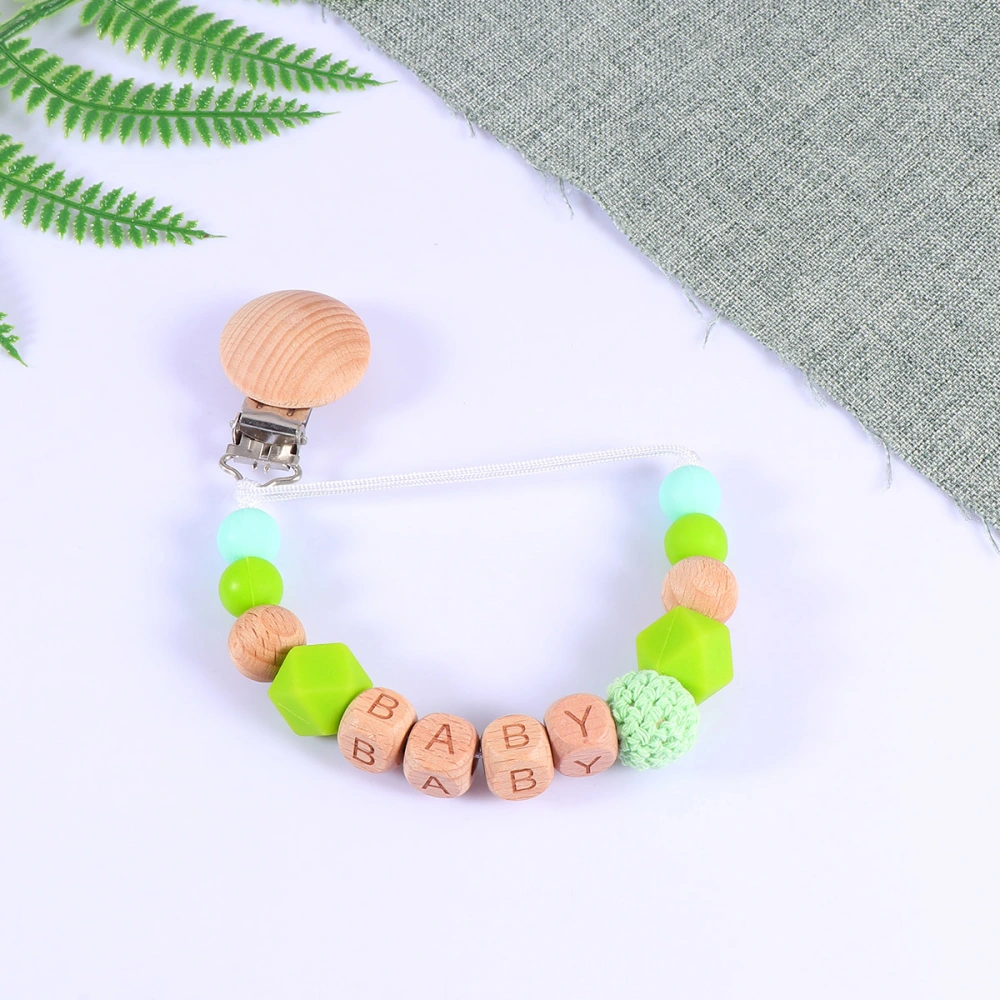 1pc Baby Pacifier Clip Beech Silicone Beads Pacifier Chain Molar Teeth Soother for Sucking and Pulling Needs(Grass Green)