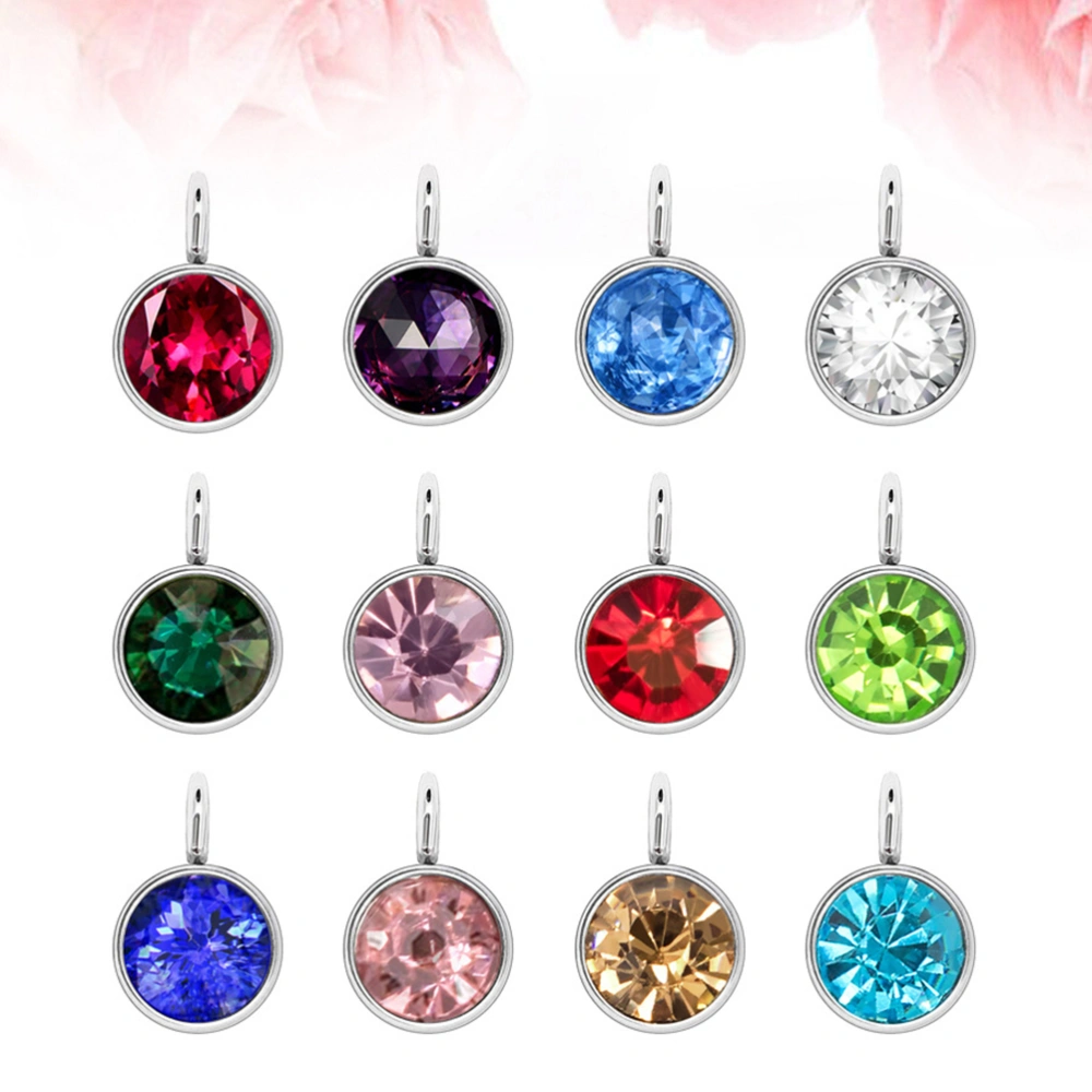 24Pcs Mixed Colors Alloy Birthstone Crystal Hanging Pendants DIY Handmade Jewelry Making Accessories