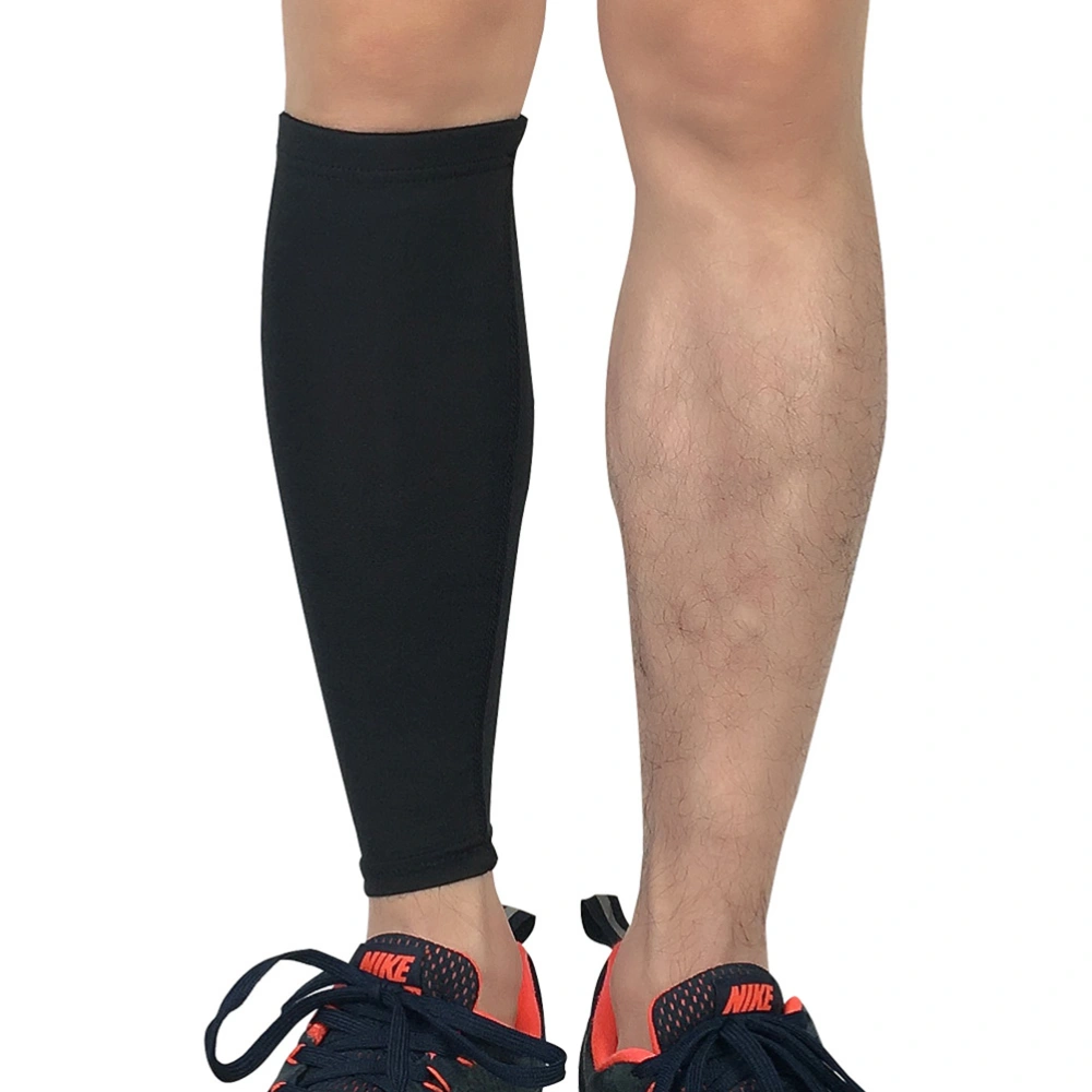 Calf Compression Leg Sleeve Shin Guard Support Socks for Running Cycling Hiking Badminton Football Size M (Black)