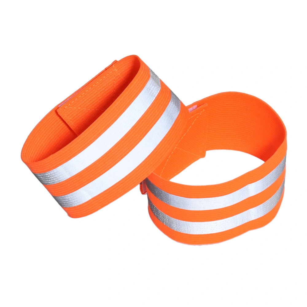 A Pair of Reflective Elastic Band High Visibility and Safety Strap Armband Sports Accessories for Jogging Cycling Walking(Orange)