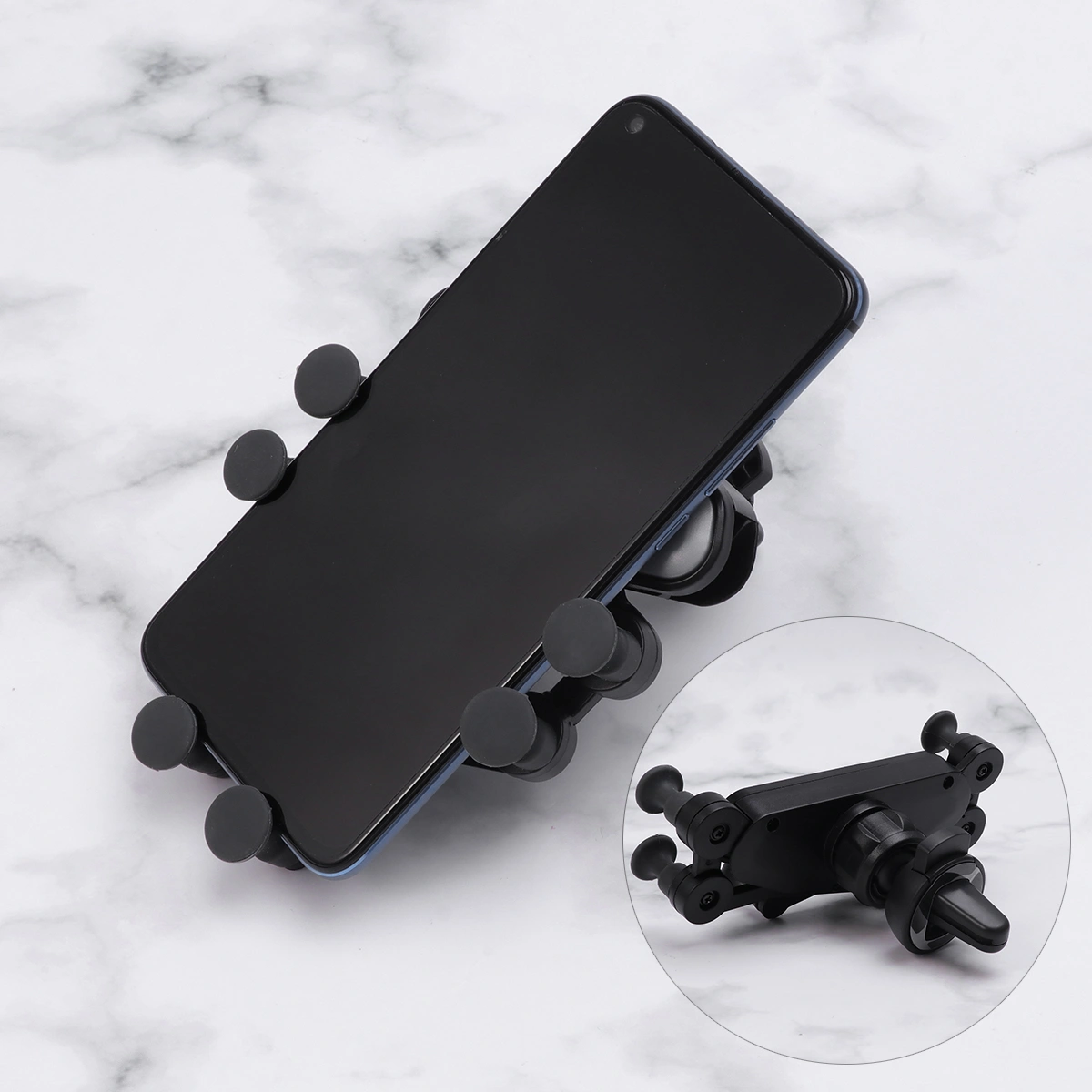 Car Phone Holder Air Outlet Snap Type Gravity Sensor Mobile Phone Holder Navigation Car Bracket 7-point Support (Silver)