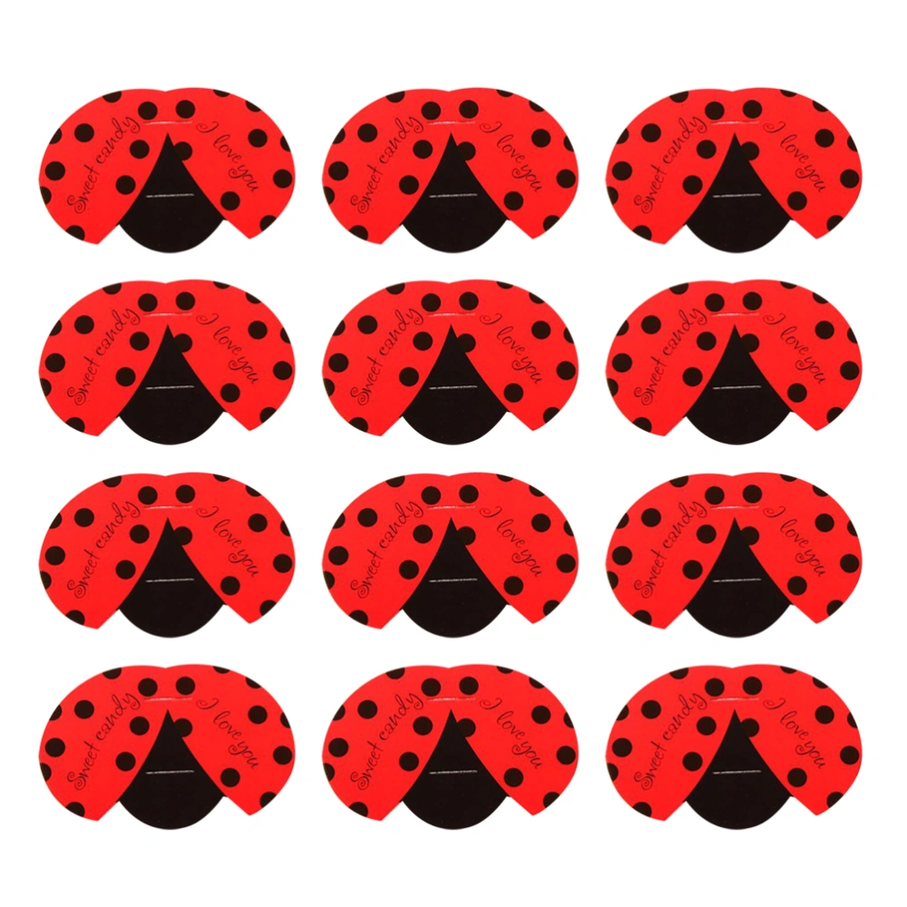 100pcs DIY Lollipop Paper Cards Kids Party Candy Packaging Decoration Message Cards Ladybug Design DIY Wrapping Cards without Lollipop