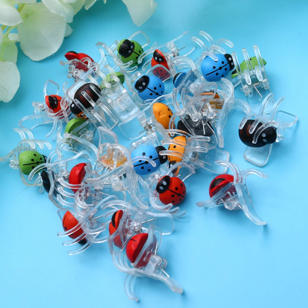 30 Pcs 6 Colors Orchid Clips Garden Flower Gardening Bonsai Ladybug Shape Clips Vine Fixed Clips Graft Plant Support Vine Clips