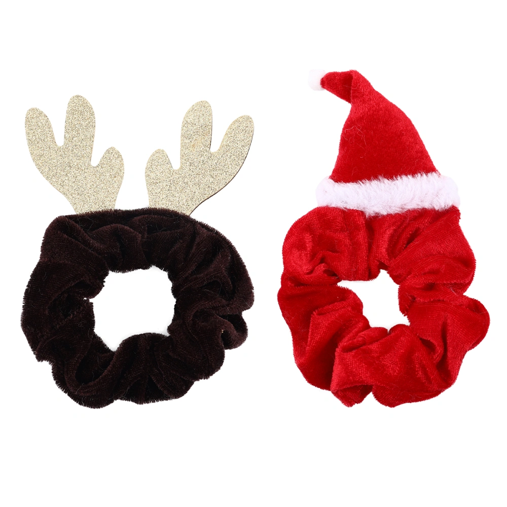 2Pcs Christmas Flannelette Hair Tie Lovely Hair Rope Decorations (Random Style)