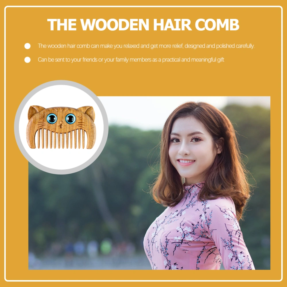 2pcs Anti-static Wooden Hair Combs Cat Massage Combs Hair Brushes Beard Combs