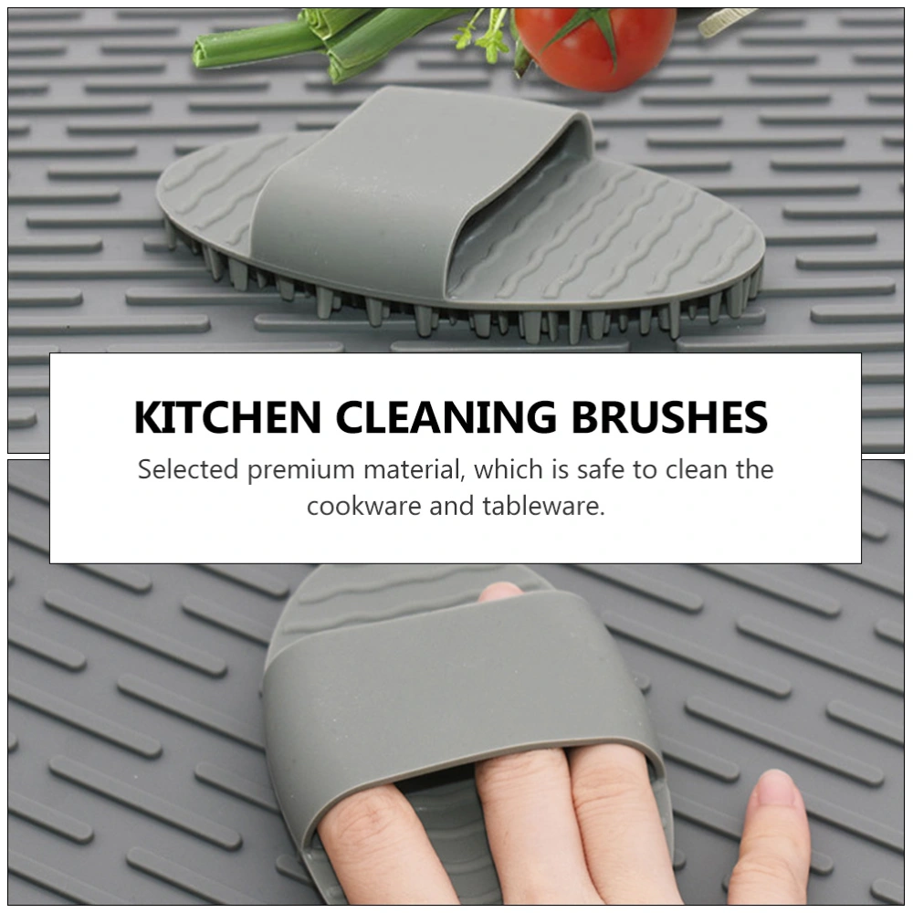 2pcs  Convenient Kitchen Cleaning Brushes Practical Cleaning Tool (Grey)