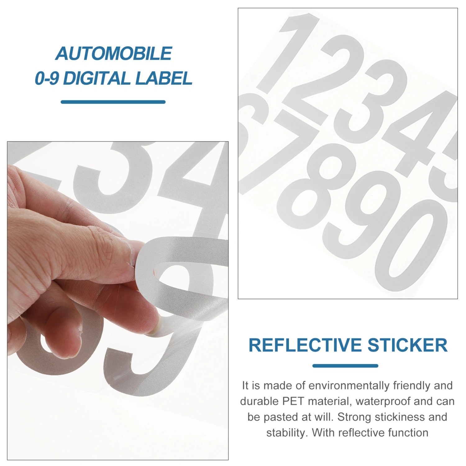 4 Sets Number Digits Decal Reflective Stickers for Car Street Address Mailbox