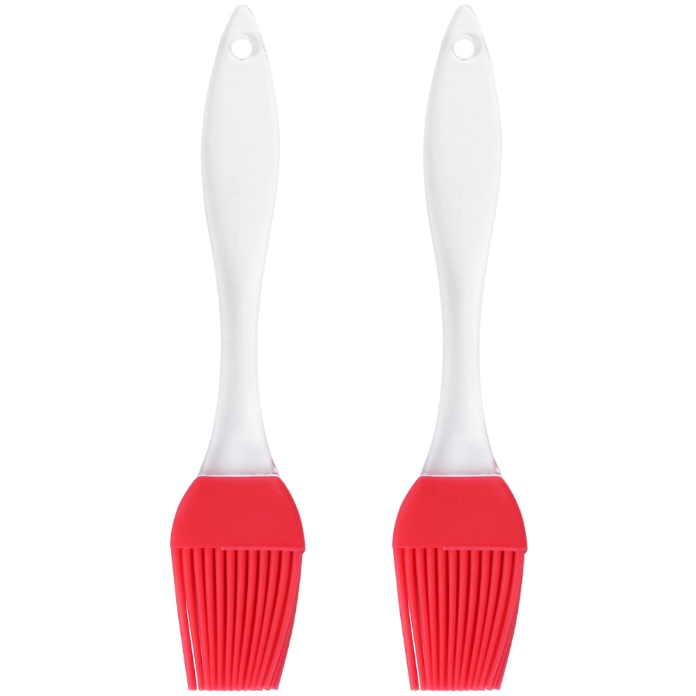 2pcs Heatproof Silicone Brush with Transparent Handle Oil Sauce Cream Brush for Barbecue BBQ Meat Cakes Pastries (Red)