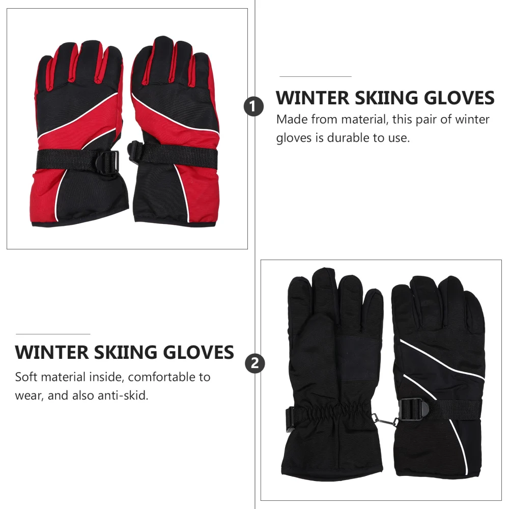 2 Pairs Winter Skiing Gloves Unisex Winter Gloves Outdoor Warm Keeping Gloves