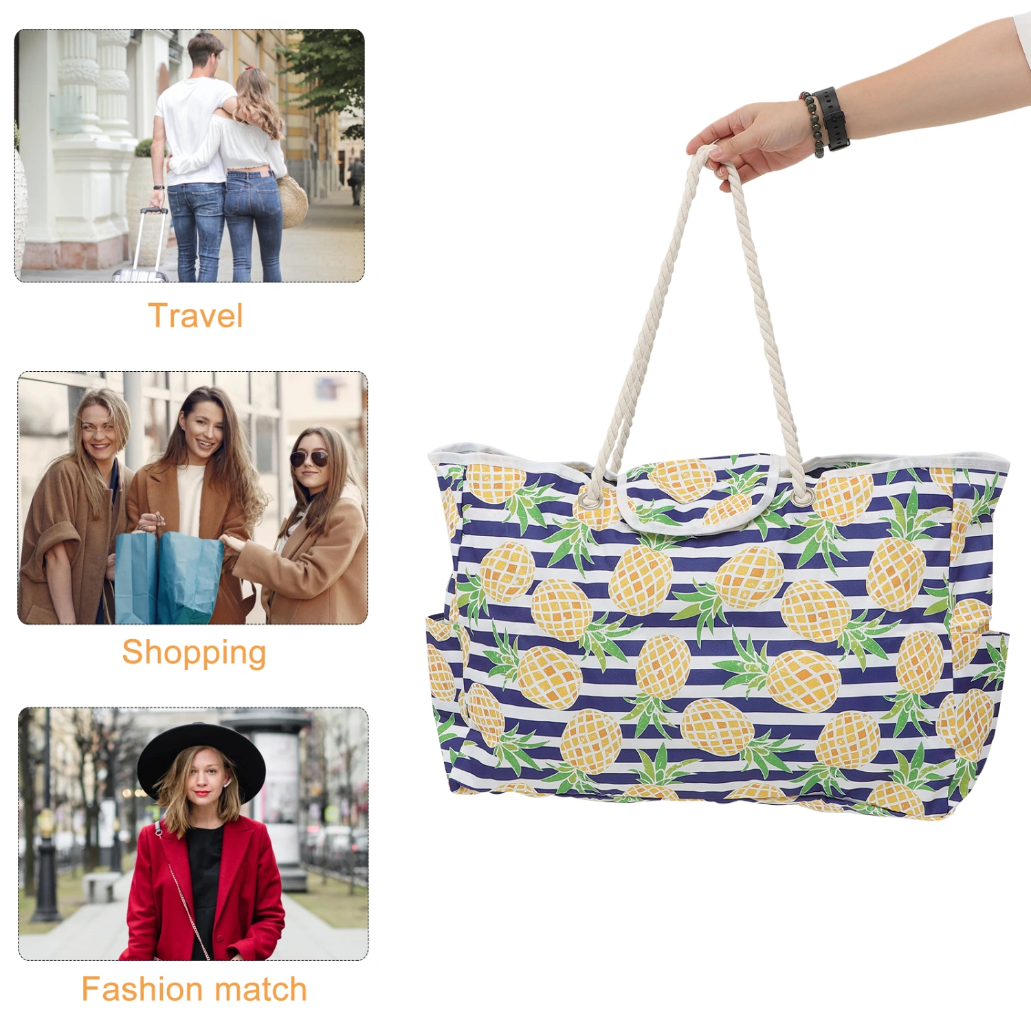 Large Capacity Shopping Bag Outdoor Travel Carrier Bag All-match Beach Bag