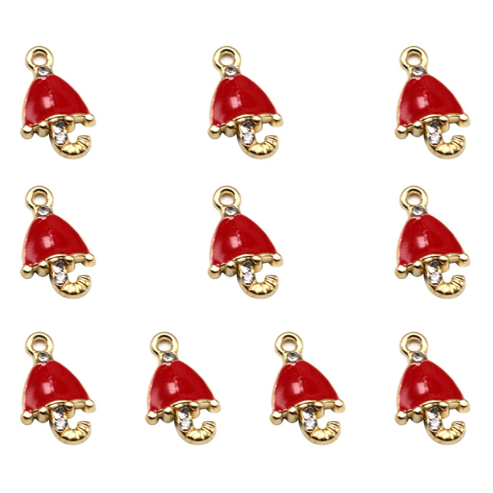 10pcs Alloy Umbrella Pendants Fashion Charms Jewelry Making Accessory for Earrings Necklace (Red)