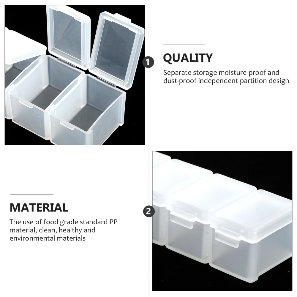 2Pcs Compartments Travel Pill Cases Portable Plastic Pill Storage Organizers (Transparent)