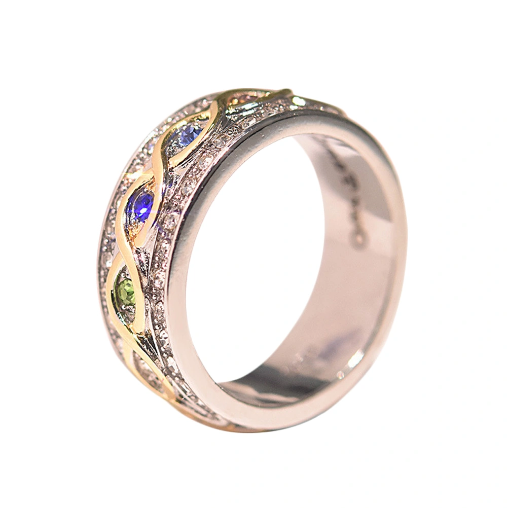 18K Gold Ring Beautiful Rhinestone Colorful Durable Wedding Decorative Ring for Woman (Number 6)