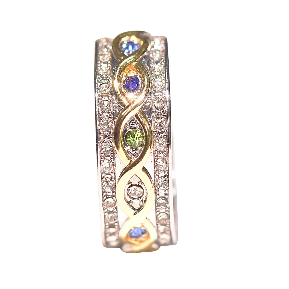 18K Gold Ring Beautiful Rhinestone Colorful Durable Wedding Decorative Ring for Woman (Number 6)