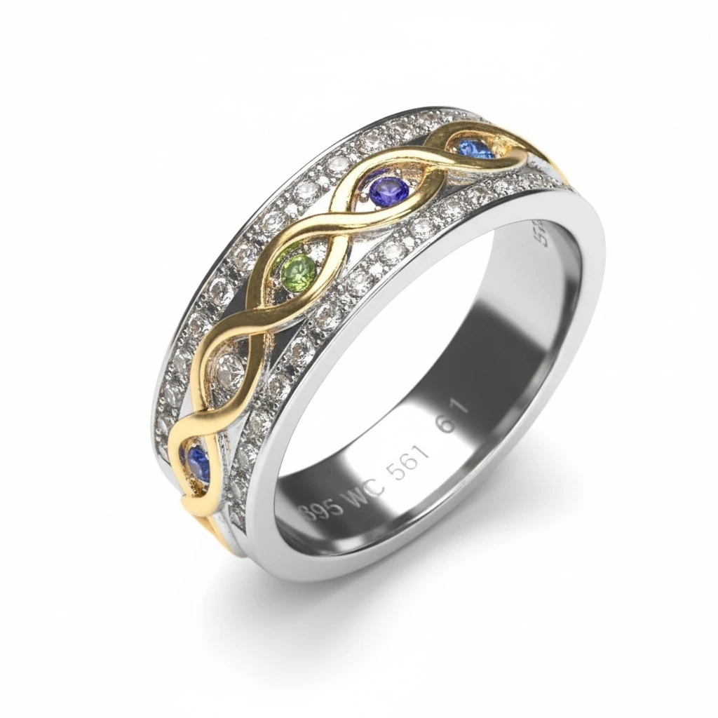 18K Gold Ring Beautiful Rhinestone Colorful Durable Wedding Decorative Ring for Woman (Number 6)