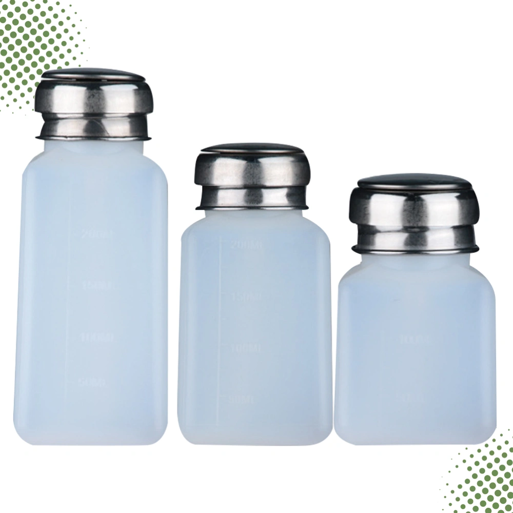 3pcs Nail Liquid Press Empty Bottle Iron Cover Bottle Nail Polish Remover Bottle Liquid Storage Bottle for Home Travel