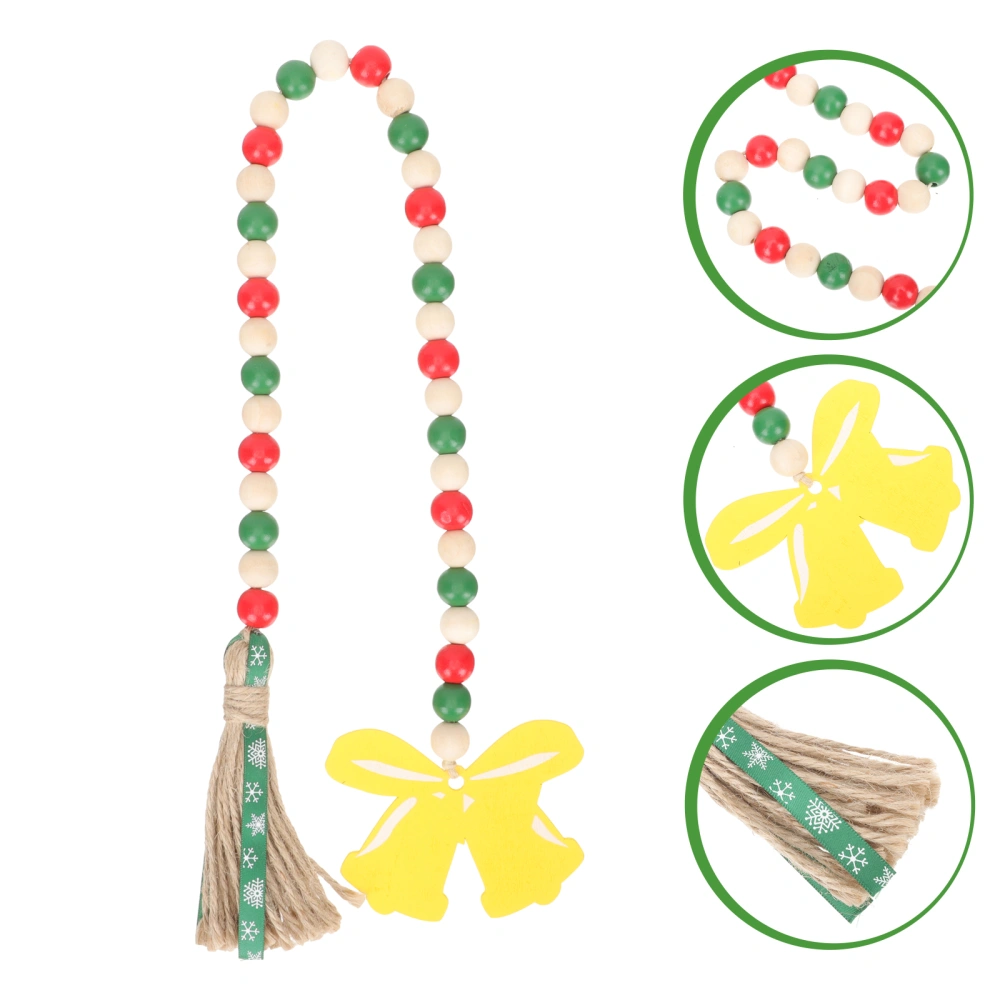 Xmas Beads String Wood Beads String Ornament Beads String Decor with Tassel