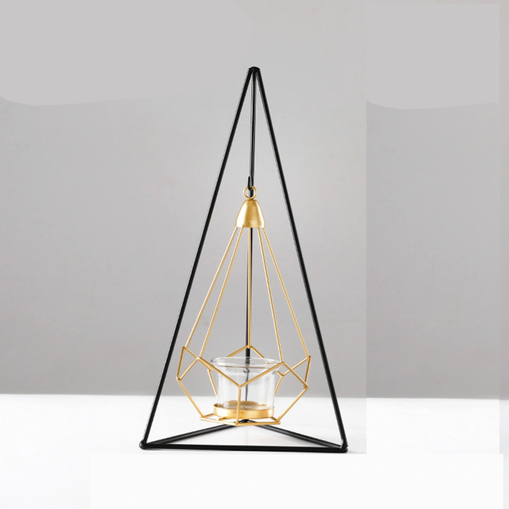 Modern Tea Light Holder Iron Frame with Suspended Cup Fashionable Metal Candle Holder(Style A)