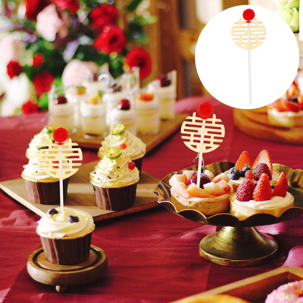 30pcs Cake Topper Chinese Wedding Party Supplies Wedding Party Cupcake Topper