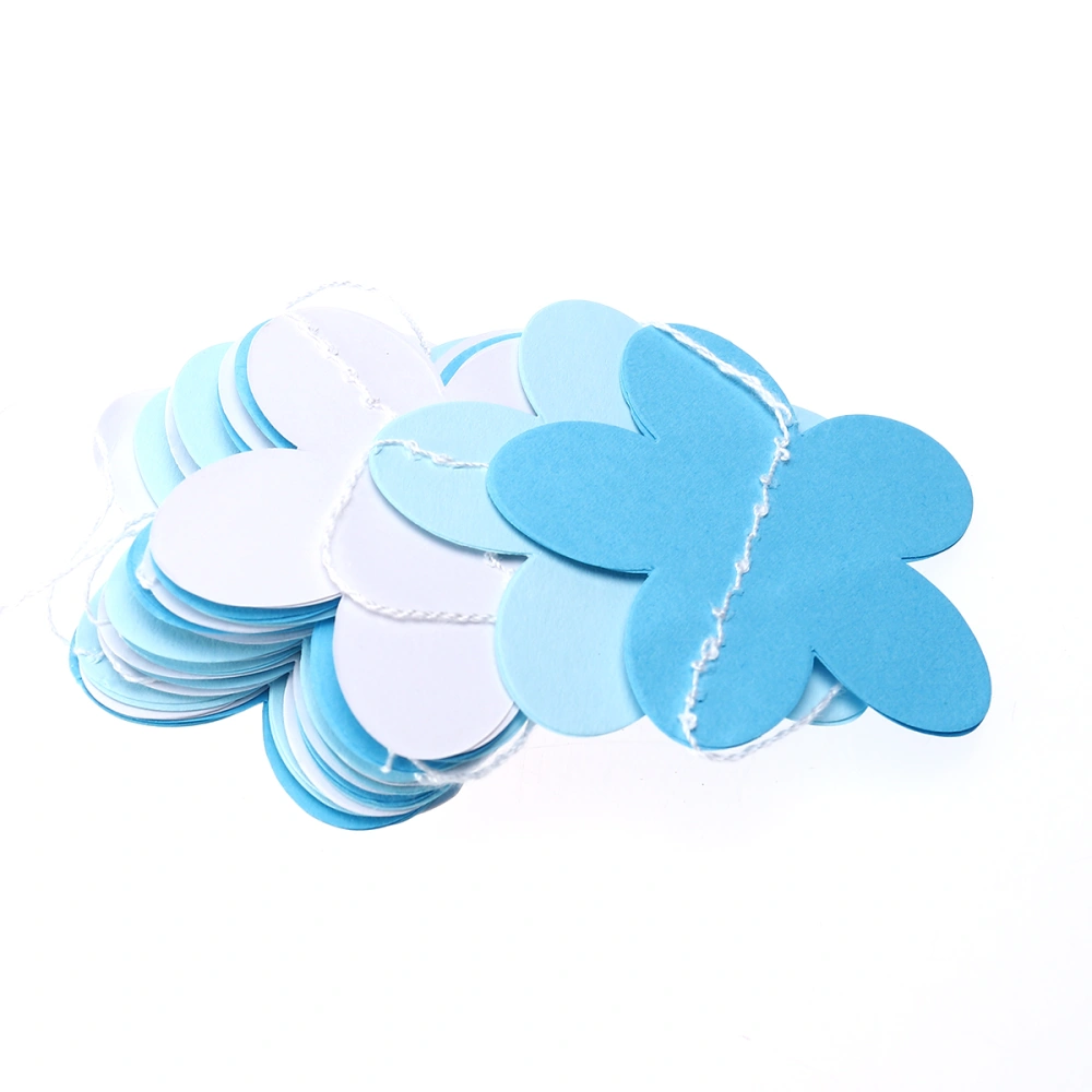 2M Flower Shape Paper Garland Wedding Birthday Party Decoration Event Supplies (Dark Blue+ Light Blue+ White)