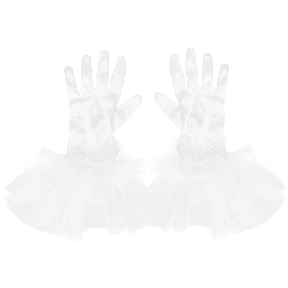 1 Pair Simple Wedding Gloves Fashion Mesh Gloves Bridal Dress Gloves (White)