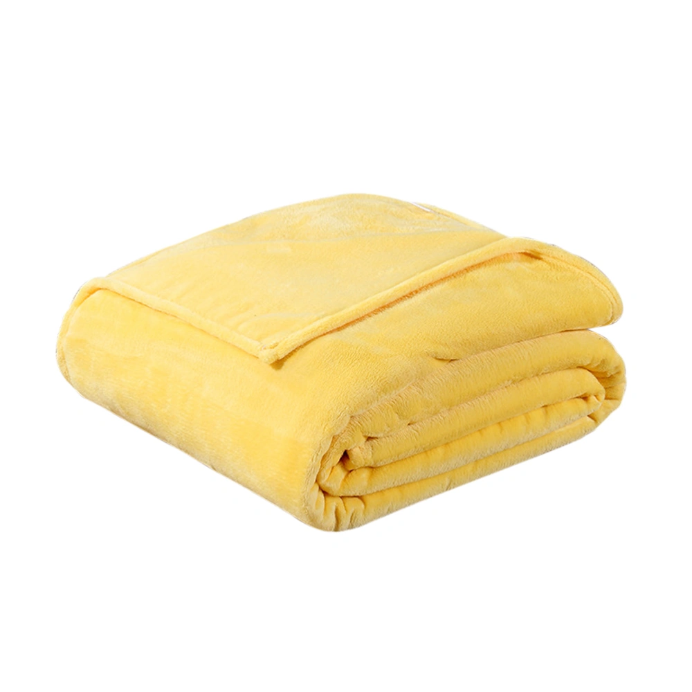 Thick Blankets Flannel Fleece Blanket Lightweight Warm Bed Blanket 70x100cm (Light Yellow)