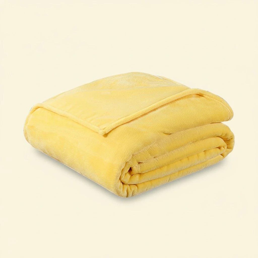 Thick Blankets Flannel Fleece Blanket Lightweight Warm Bed Blanket 70x100cm (Light Yellow)