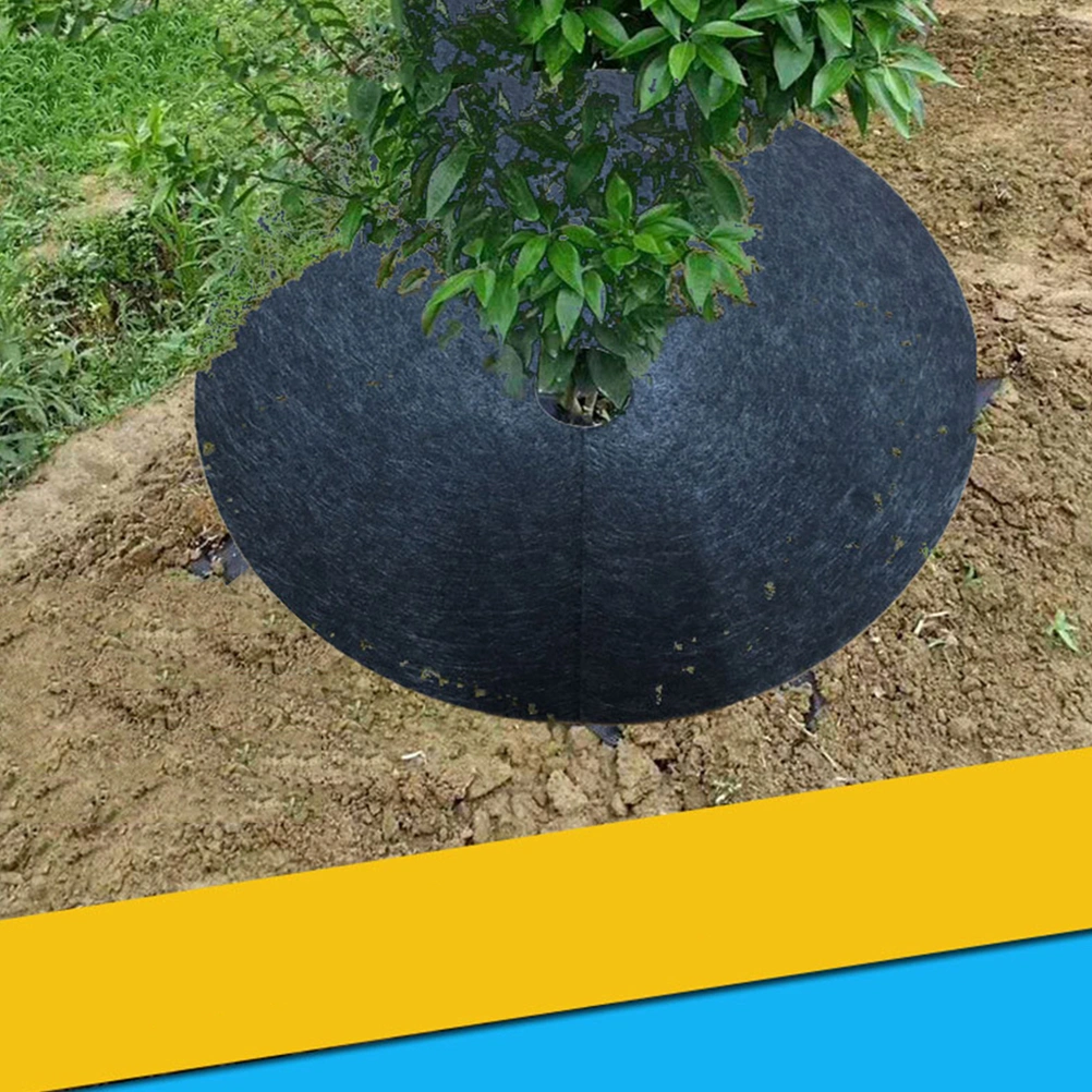 10pcs Non-woven Weed Barrier Control Ground Cover Membrane Garden Landscape Driveway Weed Block Greenhouse Orchard Grass Cloth Weeding Cloth (Outer Diameter 32cm Inner Hole Diameter 4cm)