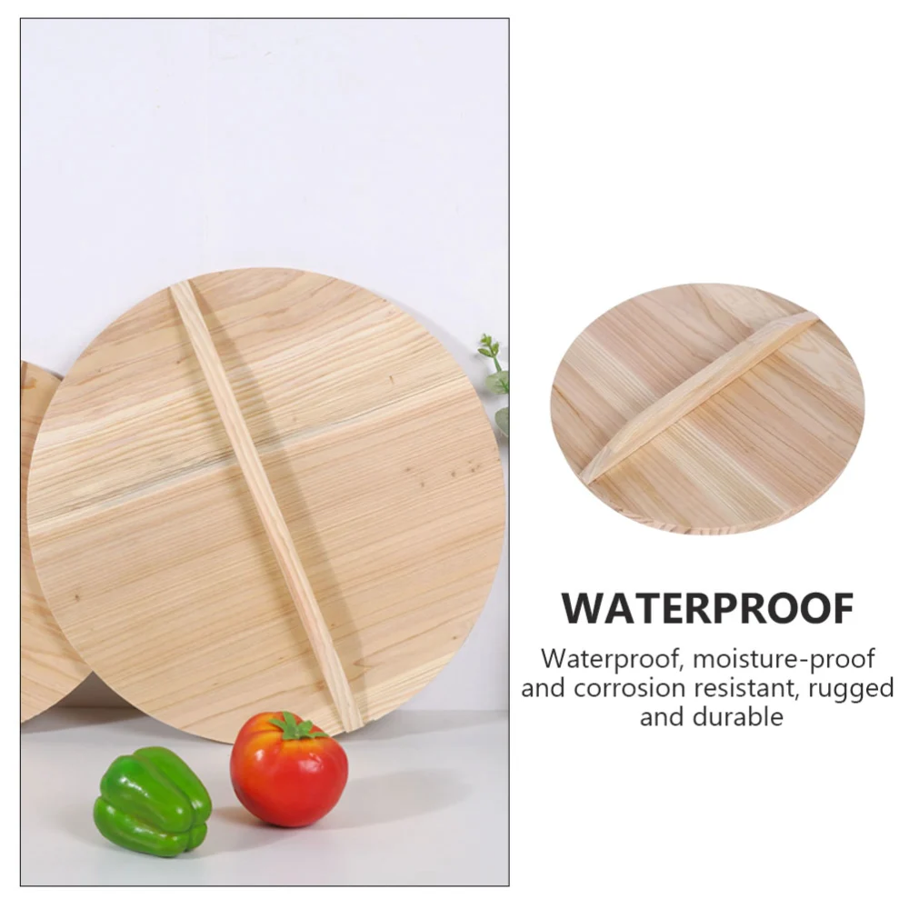 1pc Wooden Pot Cover Water Cylinder Cover Multifunctional Pot Cover for Kitchen