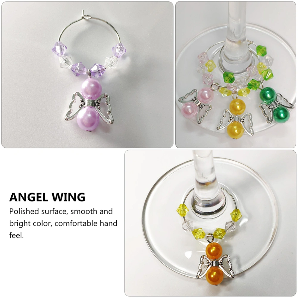 6pcs Angel Wing Shape Alloy Rings Wear-resistant Tag Rings Wine Glass Markers