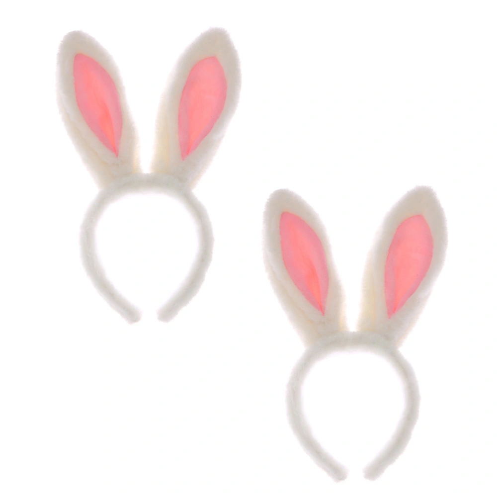 2pcs Lovely Rabbit Ear Hairband Plush Bunny Ear Headband Creative Party Headwear