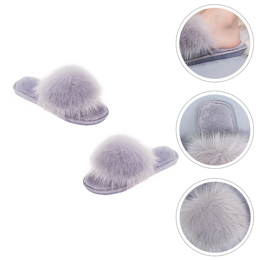 1 Pair Women's Open Toe Slippers Casual Plush Indoor Slippers for Home Hotel